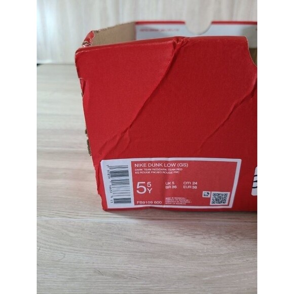 Nike Dunk Low Dark Team Red FB9109-600 Youth 5.5 GS Sneakers Maroon Pink Leather - Picture 8 of 10